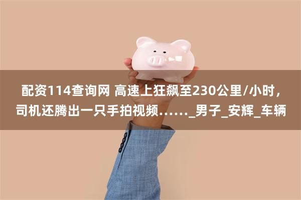 配资114查询网 高速上狂飙至230公里/小时，司机还腾出一只手拍视频……_男子_安辉_车辆